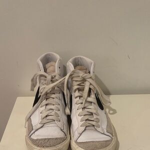 White and Black High-Top Sneakers